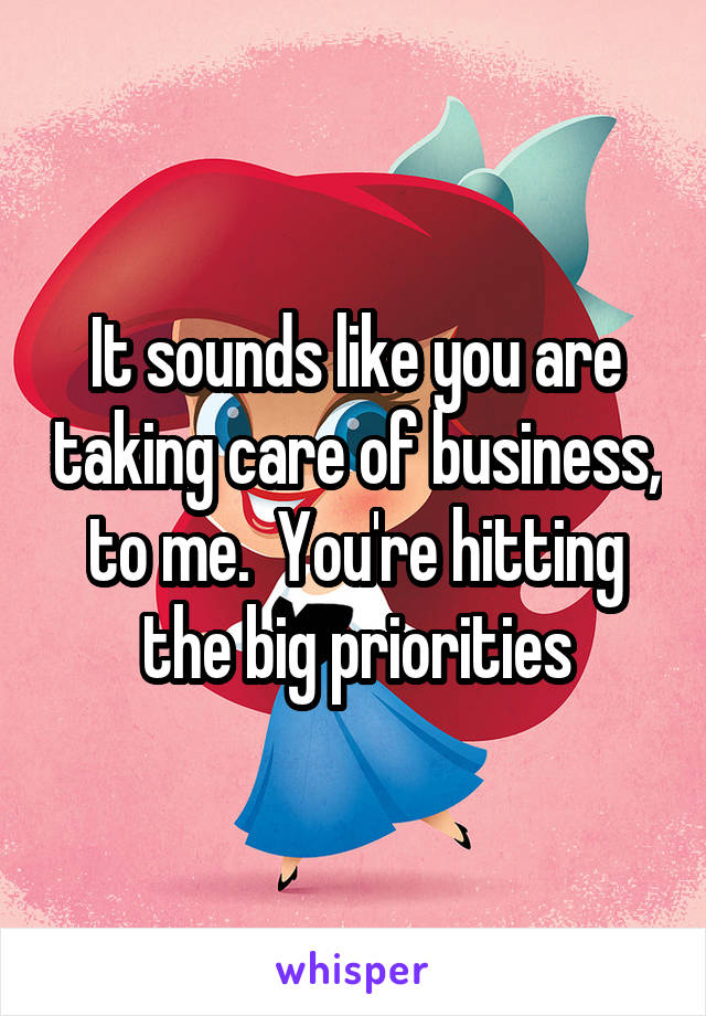 It sounds like you are taking care of business, to me.  You're hitting the big priorities