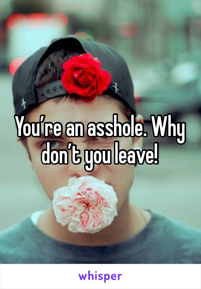 You’re an asshole. Why don’t you leave! 