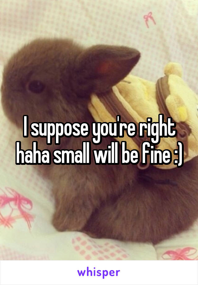 I suppose you're right haha small will be fine :)