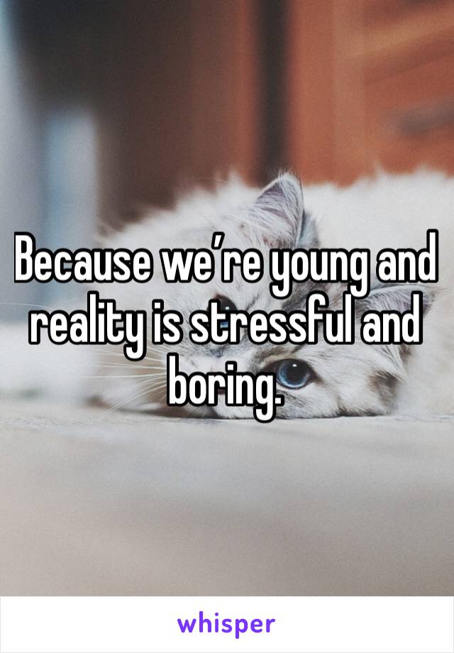 Because we’re young and reality is stressful and boring. 