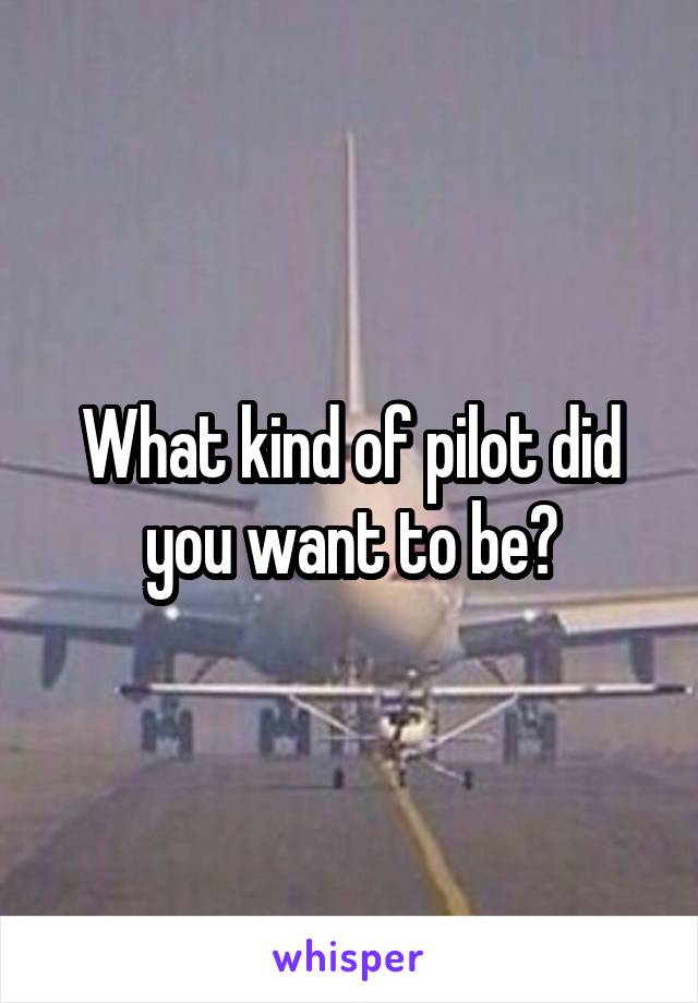 What kind of pilot did you want to be?