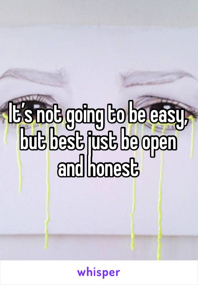 It’s not going to be easy, but best just be open and honest 
