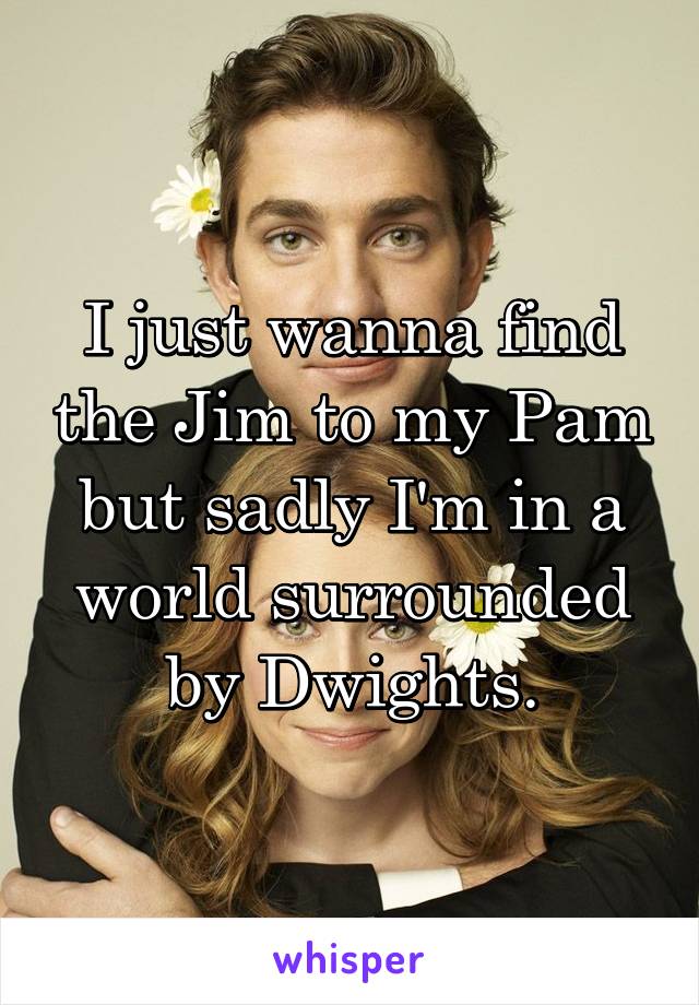 I just wanna find the Jim to my Pam but sadly I'm in a world surrounded by Dwights.