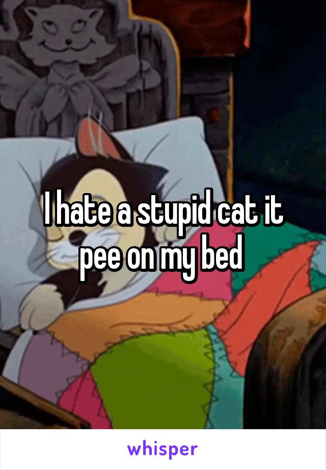 I hate a stupid cat it pee on my bed 