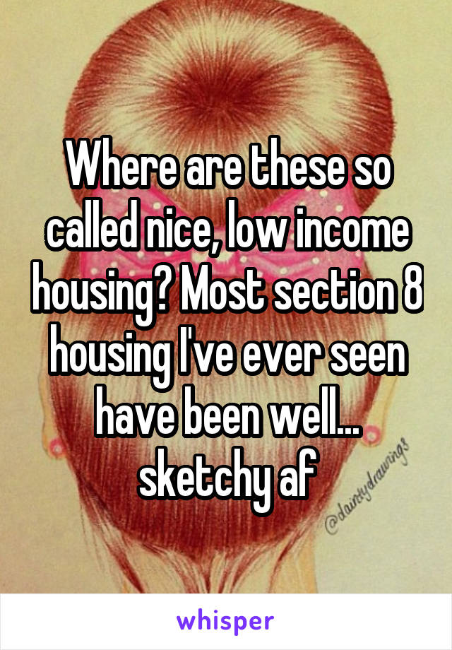Where are these so called nice, low income housing? Most section 8 housing I've ever seen have been well... sketchy af
