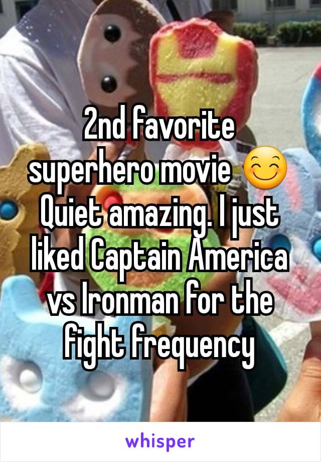 2nd favorite superhero movie 😊 Quiet amazing. I just liked Captain America vs Ironman for the fight frequency