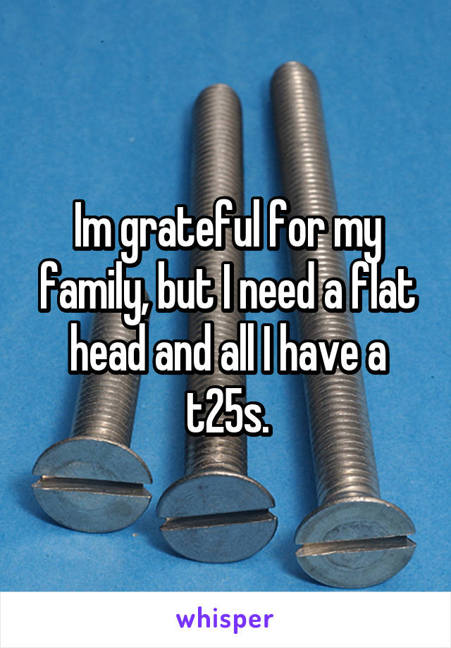Im grateful for my family, but I need a flat head and all I have a t25s.