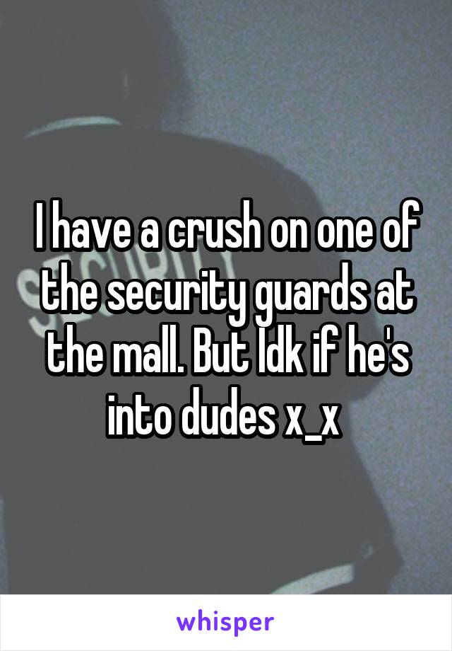 I have a crush on one of the security guards at the mall. But Idk if he's into dudes x_x 