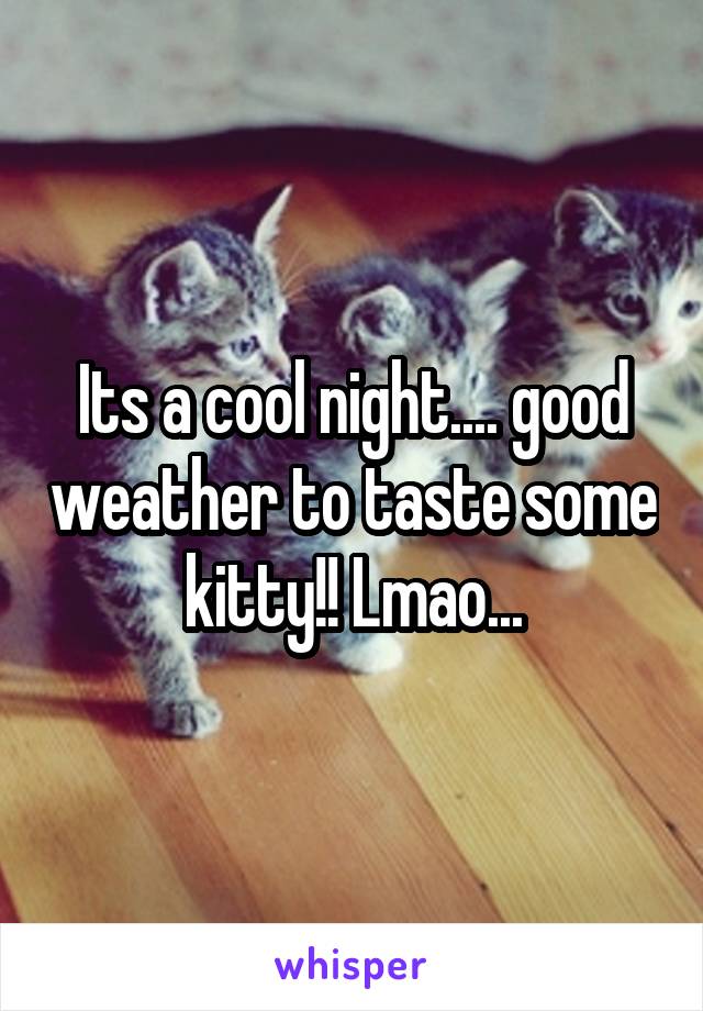 Its a cool night.... good weather to taste some kitty!! Lmao...