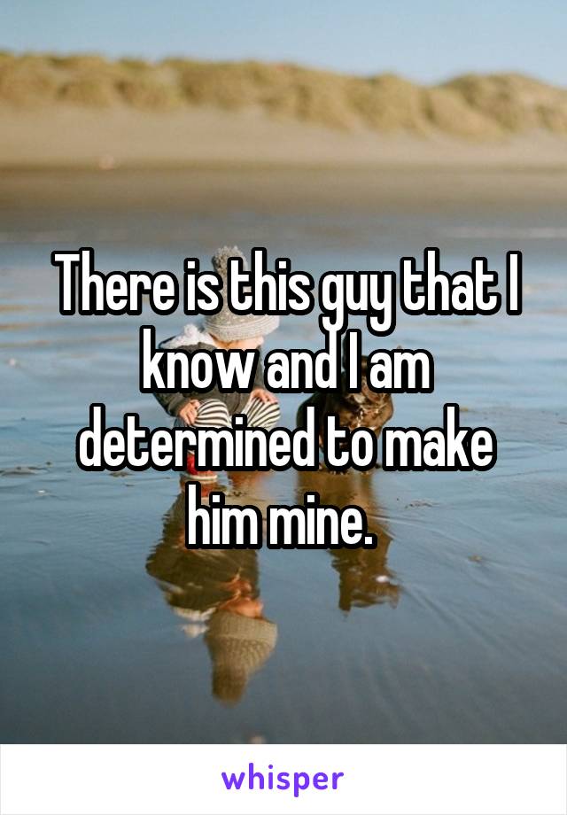 There is this guy that I know and I am determined to make him mine. 