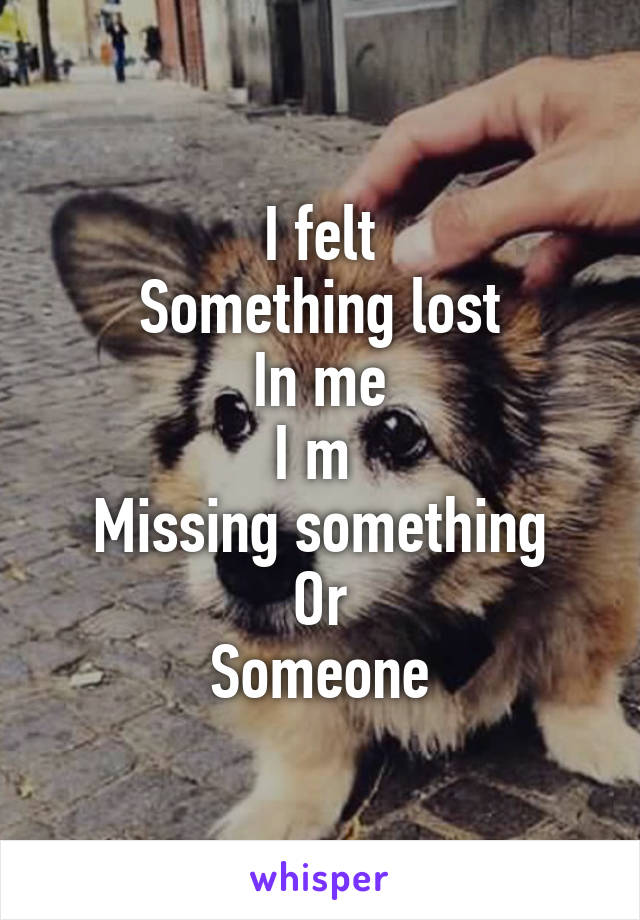 I felt
Something lost
In me
I m 
Missing something
Or
Someone