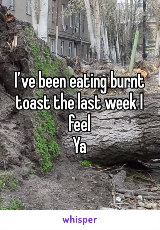 I’ve been eating burnt toast the last week I feel
Ya 