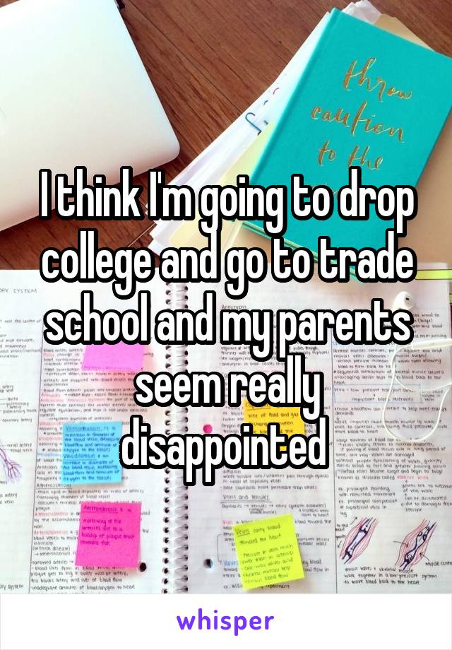 I think I'm going to drop college and go to trade school and my parents seem really disappointed 