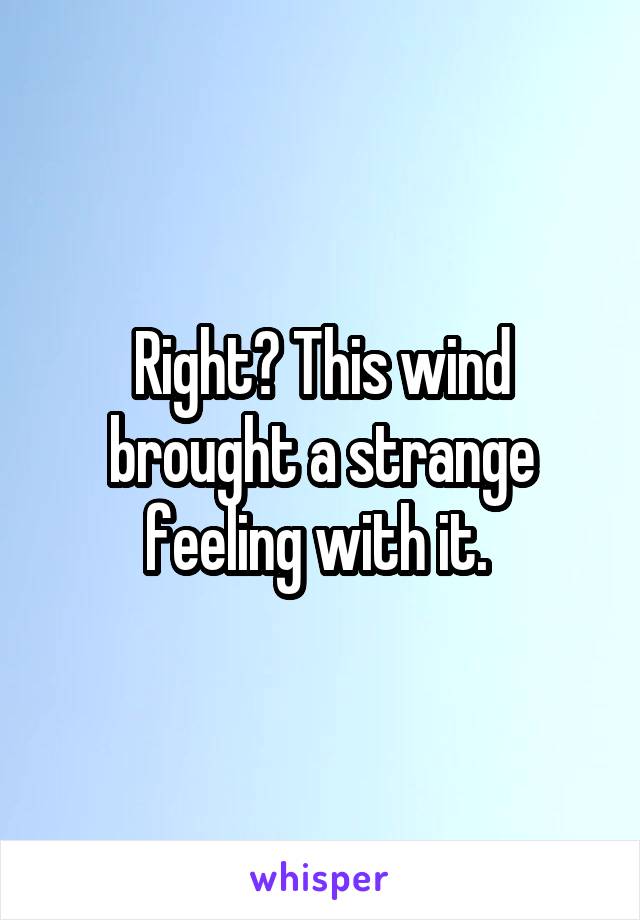 Right? This wind brought a strange feeling with it. 