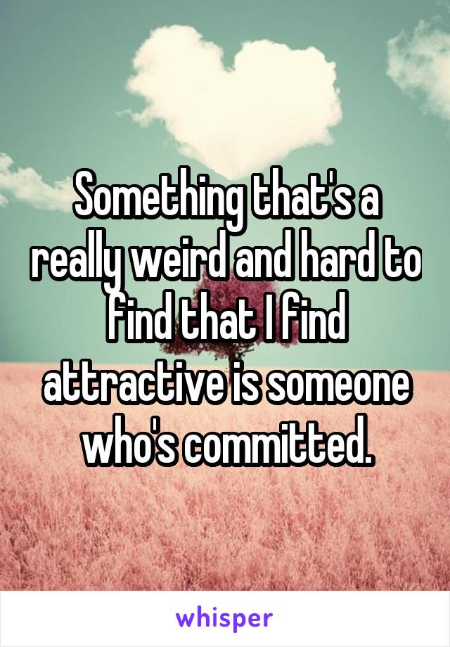 Something that's a really weird and hard to find that I find attractive is someone who's committed.