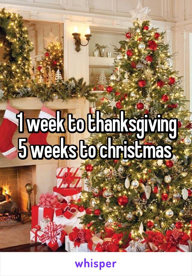 1 week to thanksgiving
5 weeks to christmas 