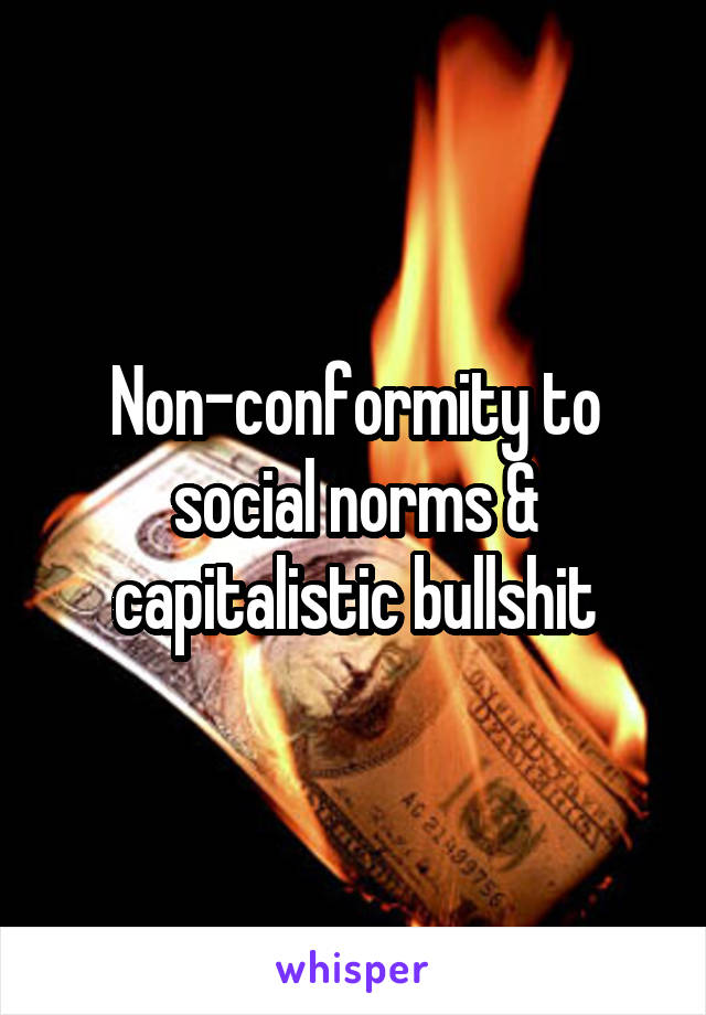 Non-conformity to social norms & capitalistic bullshit