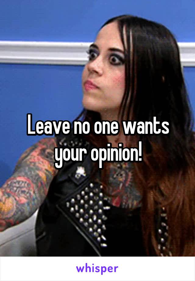 Leave no one wants your opinion!