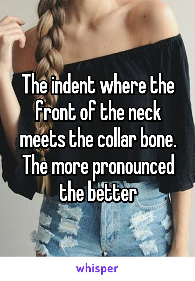 The indent where the front of the neck meets the collar bone. The more pronounced the better