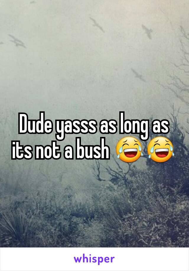 Dude yasss as long as its not a bush 😂😂