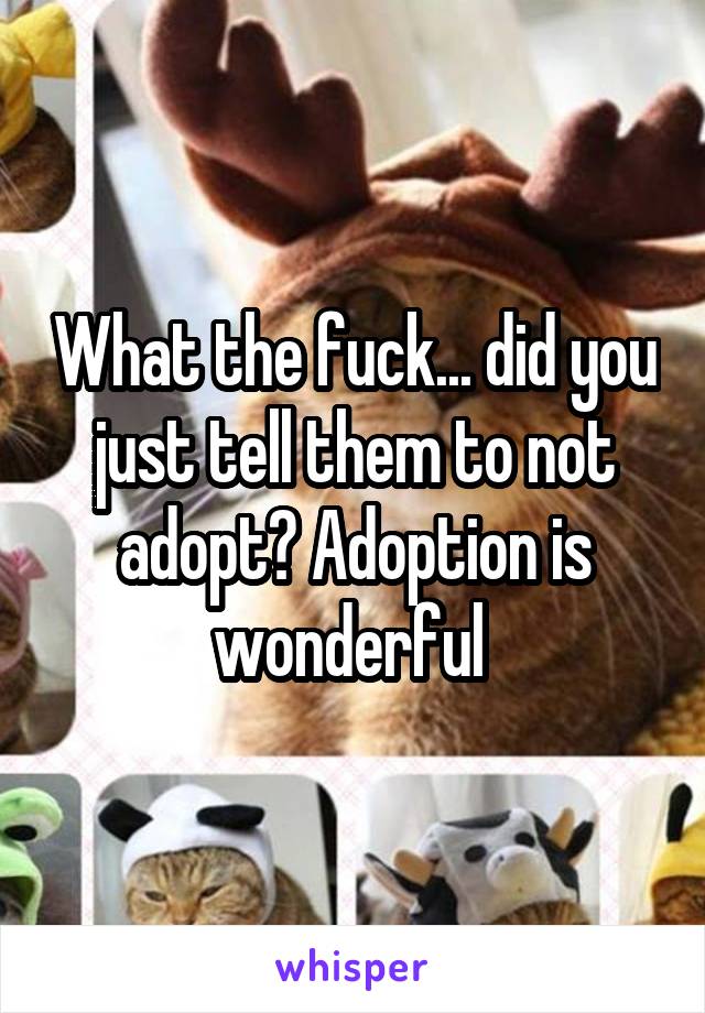 What the fuck... did you just tell them to not adopt? Adoption is wonderful 