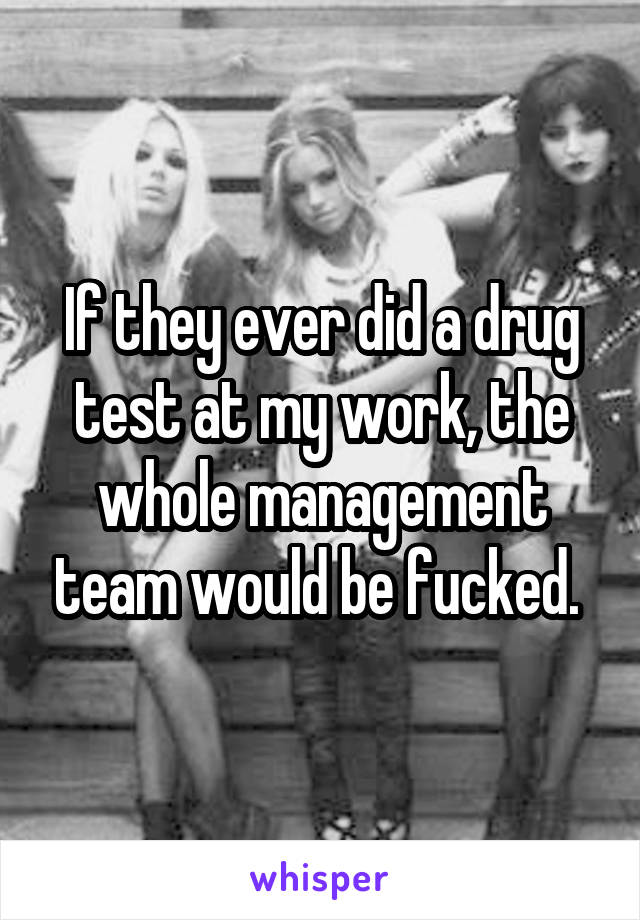 If they ever did a drug test at my work, the whole management team would be fucked. 