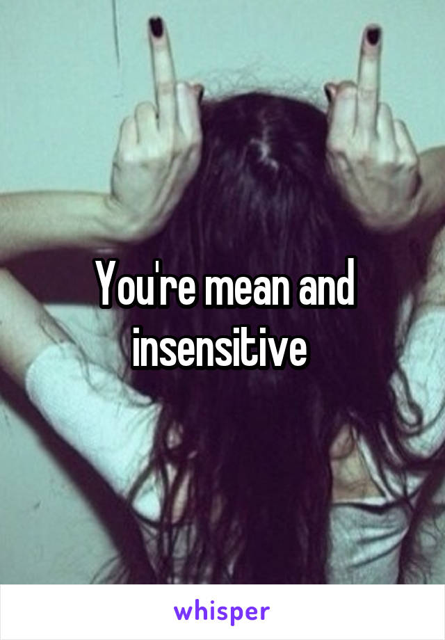 You're mean and insensitive 