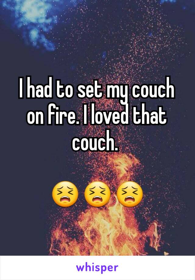 I had to set my couch on fire. I loved that couch. 

😣😣😣