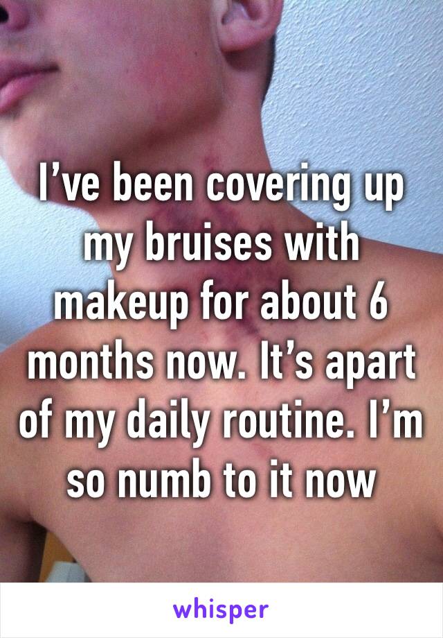 I’ve been covering up my bruises with makeup for about 6 months now. It’s apart of my daily routine. I’m so numb to it now 