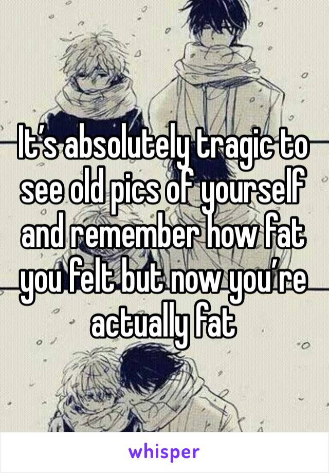 It’s absolutely tragic to see old pics of yourself and remember how fat you felt but now you’re actually fat 