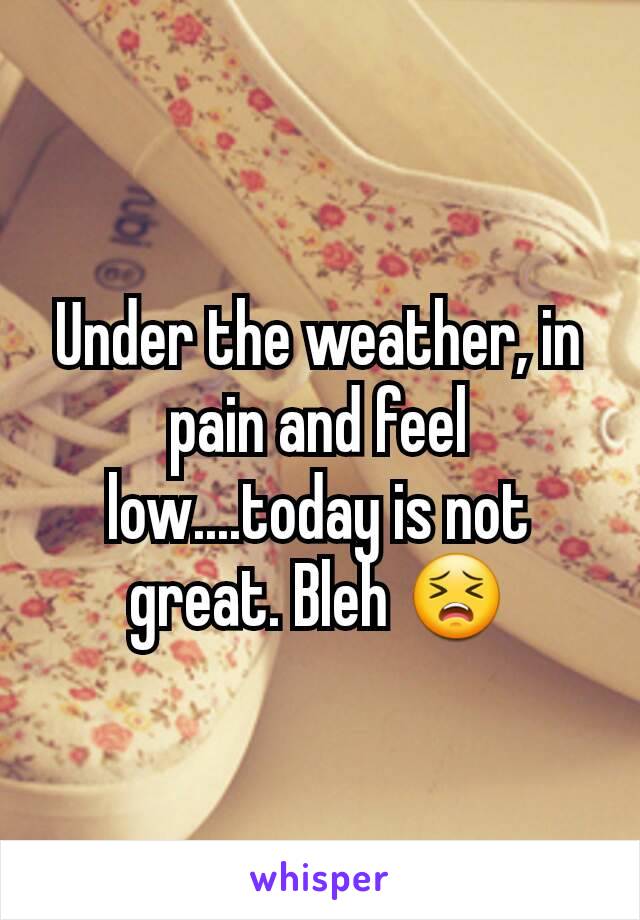 Under the weather, in pain and feel low....today is not great. Bleh 😣