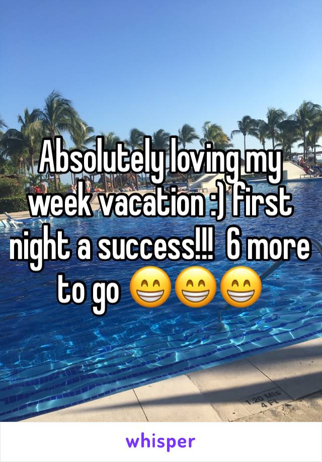 Absolutely loving my week vacation :) first night a success!!!  6 more to go 😁😁😁