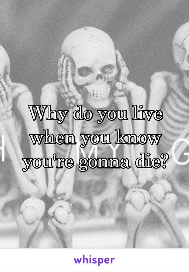 Why do you live when you know you're gonna die?
