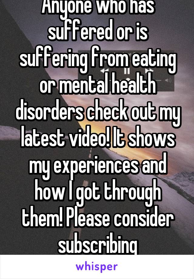 Anyone who has suffered or is suffering from eating or mental health disorders check out my latest video! It shows my experiences and how I got through them! Please consider subscribing
Dyls Designs