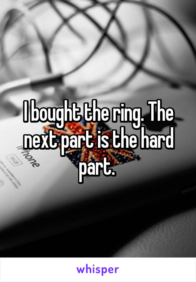 I bought the ring. The next part is the hard part. 