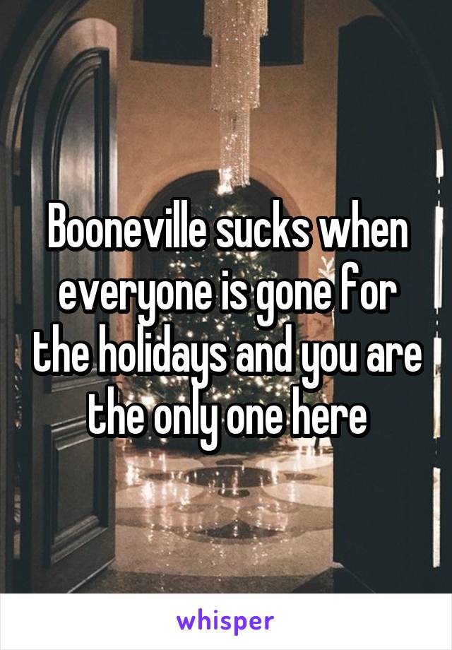 Booneville sucks when everyone is gone for the holidays and you are the only one here