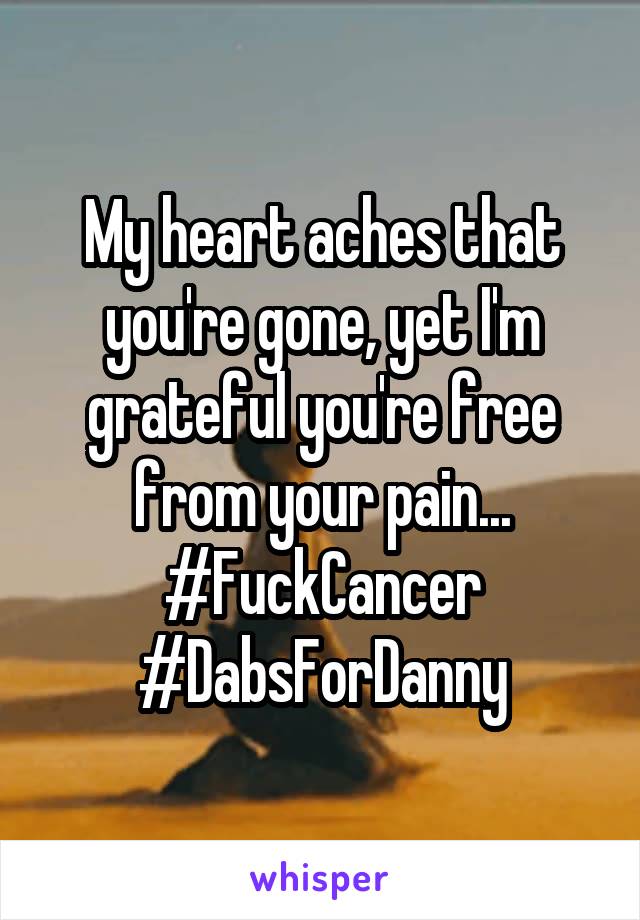 My heart aches that you're gone, yet I'm grateful you're free from your pain...
#FuckCancer
#DabsForDanny