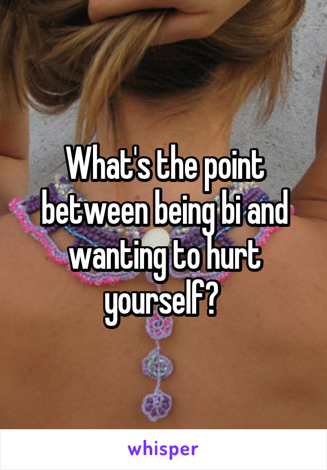 What's the point between being bi and wanting to hurt yourself? 