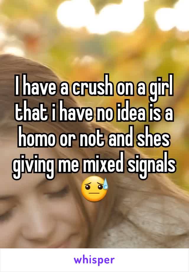 I have a crush on a girl that i have no idea is a homo or not and shes giving me mixed signals 😓