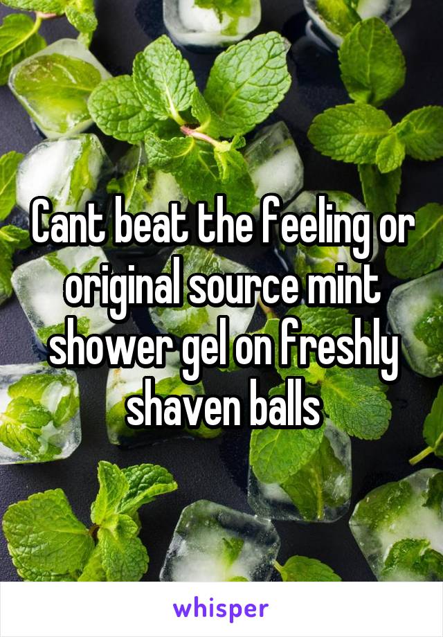 Cant beat the feeling or original source mint shower gel on freshly shaven balls