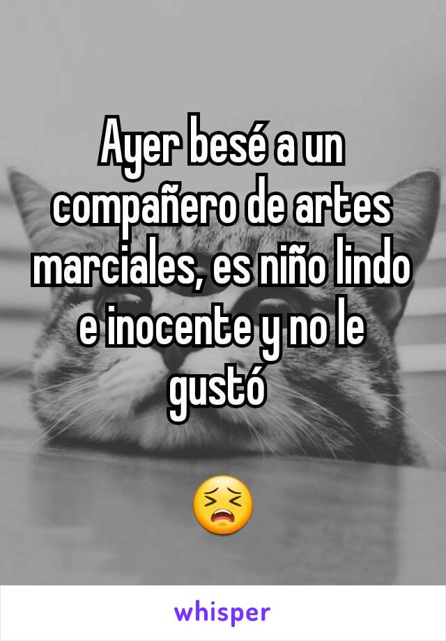 Ayer besé a un compañero de artes marciales, es niño lindo e inocente y no le gustó 

😣