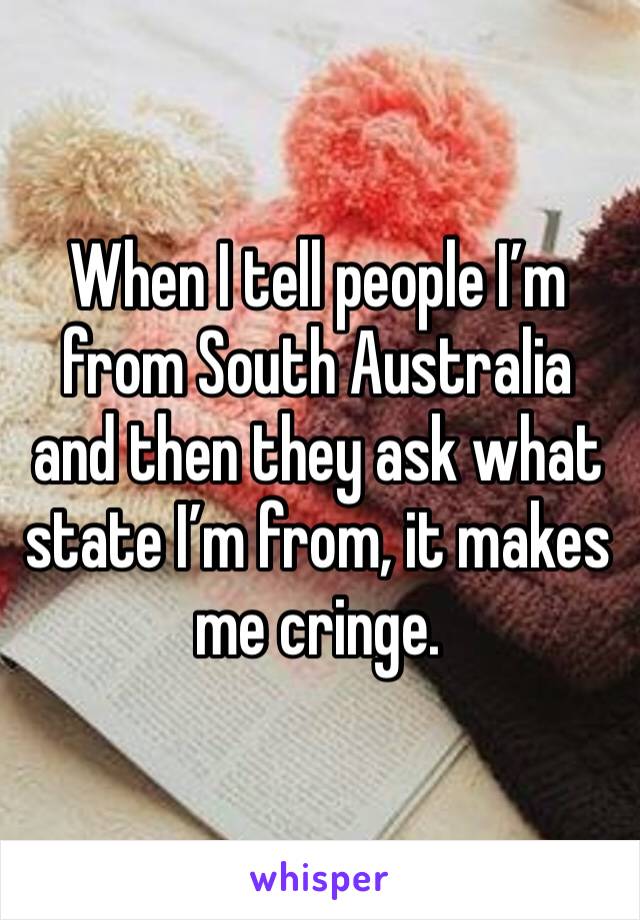 When I tell people I’m from South Australia and then they ask what state I’m from, it makes me cringe. 