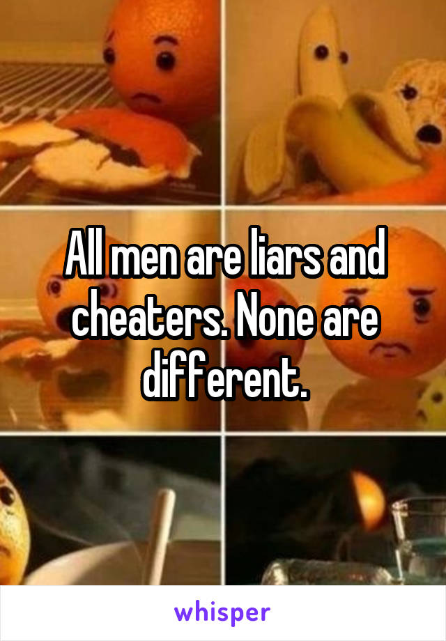 All men are liars and cheaters. None are different.