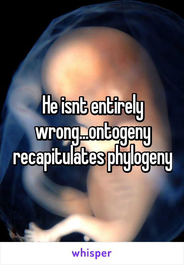 He isnt entirely wrong...ontogeny recapitulates phylogeny