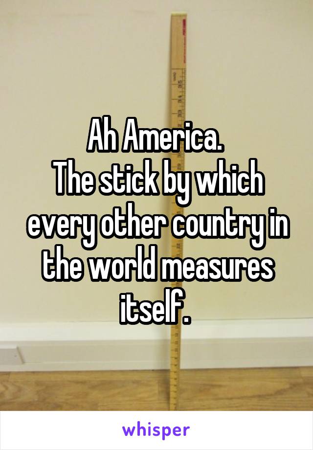 Ah America. 
The stick by which every other country in the world measures itself. 