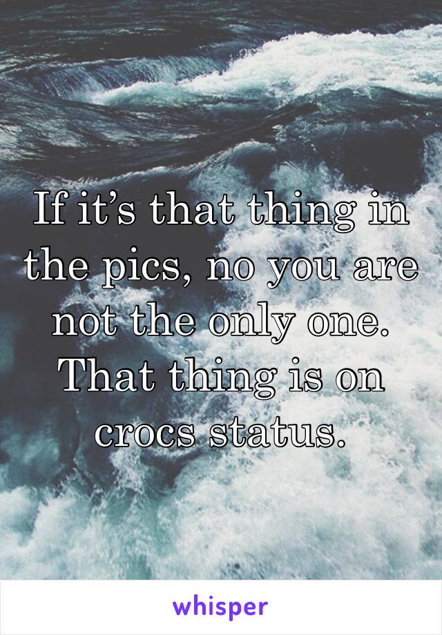 If it’s that thing in the pics, no you are not the only one.
That thing is on crocs status.