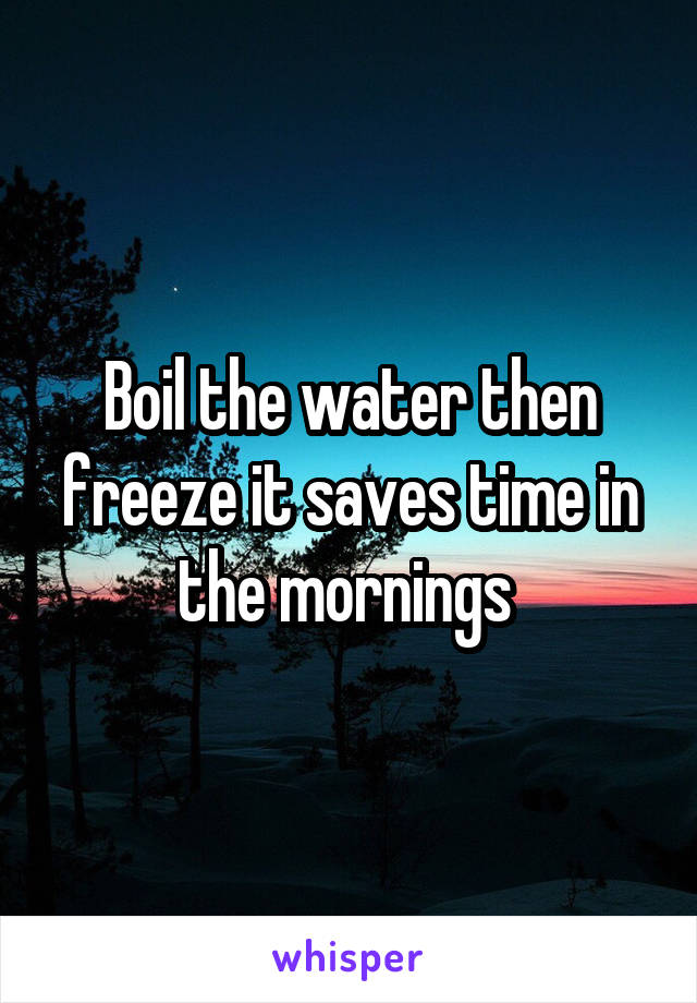 Boil the water then freeze it saves time in the mornings 