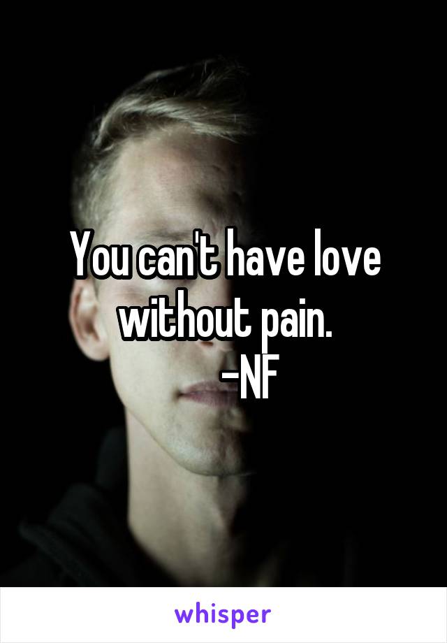 You can't have love without pain.
      -NF