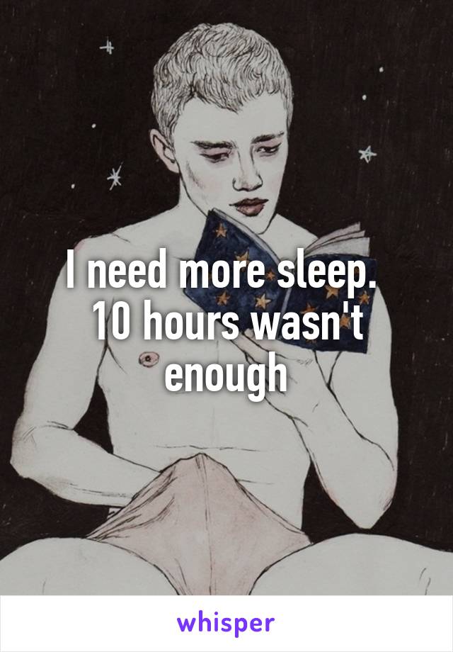 I need more sleep. 
10 hours wasn't enough