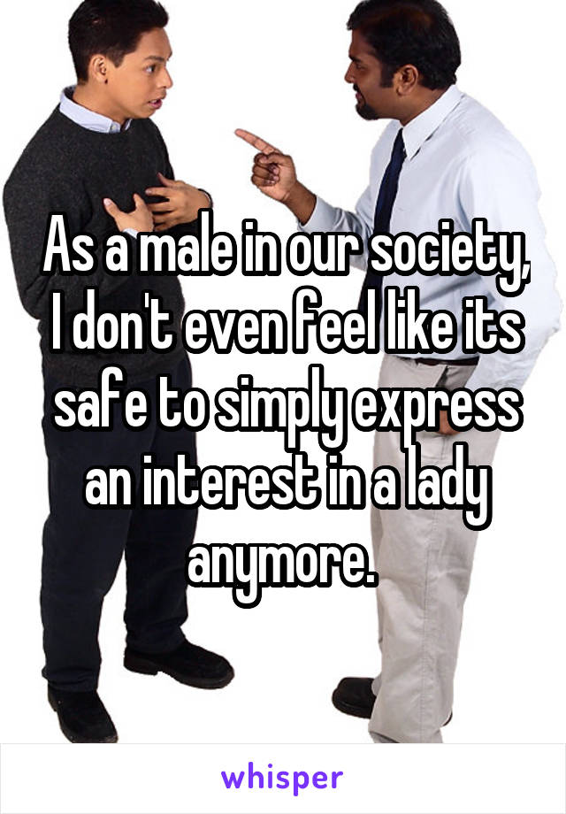 As a male in our society, I don't even feel like its safe to simply express an interest in a lady anymore. 